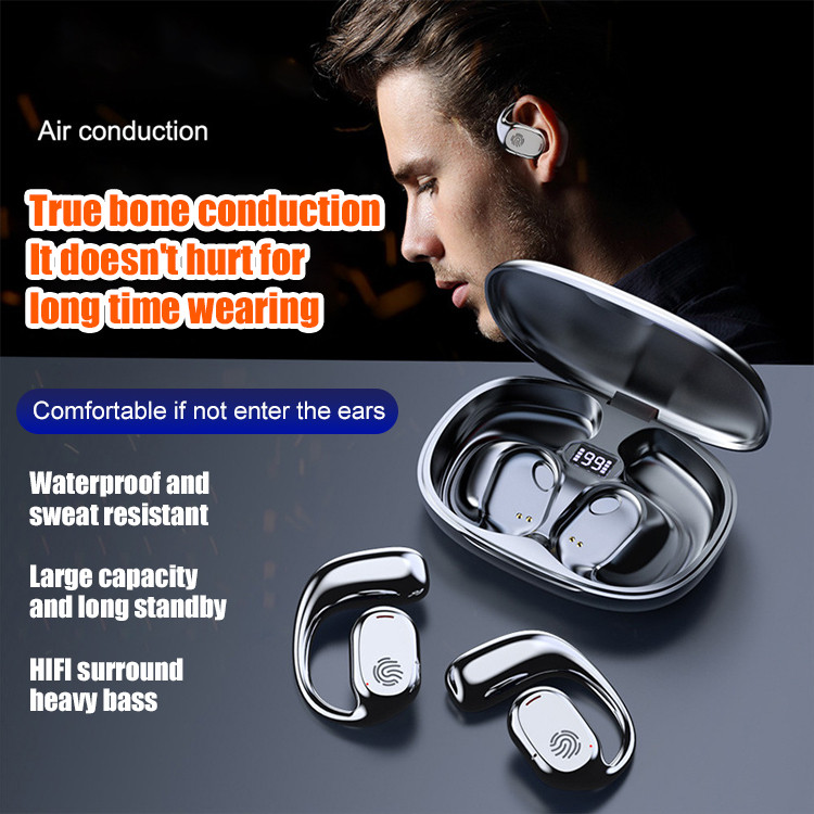 【Tecnologia Óssea】Fone de ouvido Bluetooth confortável e com bateria de longa duração. Fone de Ouvido Bluetooth/Fone Sem