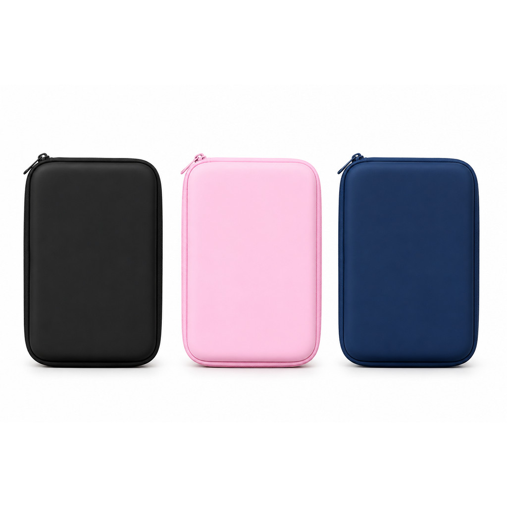 Estojo Organizador Rígido EVA Premium com Zíper | Case para Cabos, Fones e Acessórios | Preto, Azul e Rosa