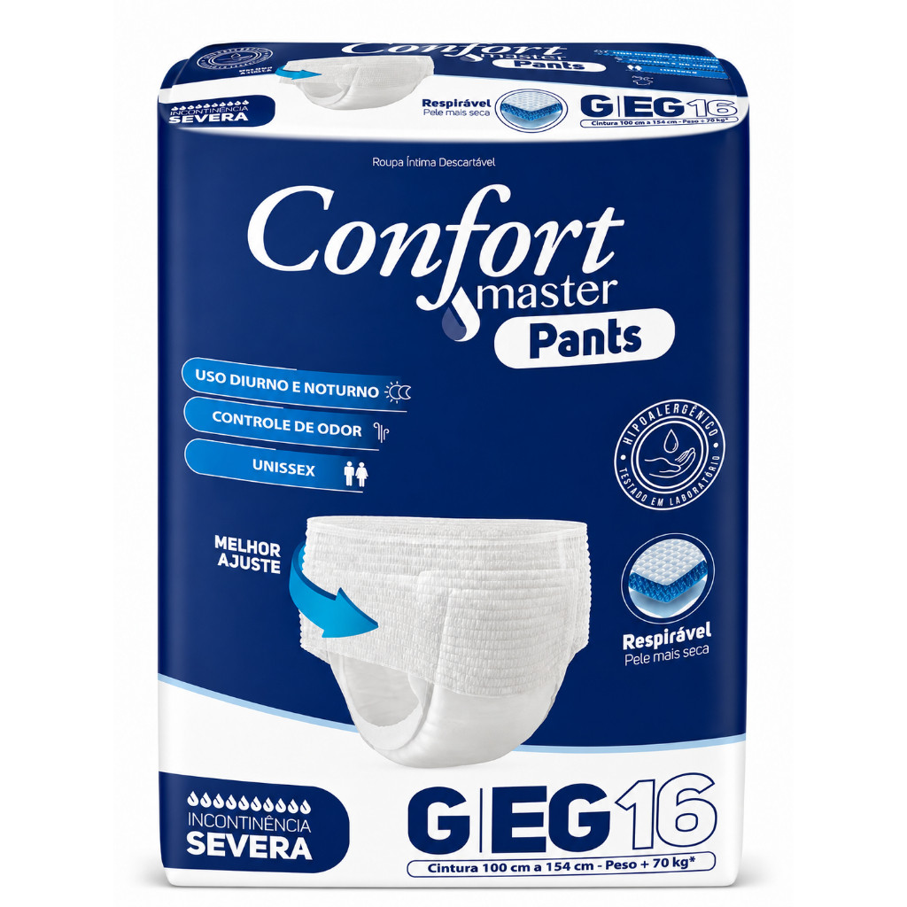 Fralda Calça Geriátrica Confort Master Pants G EG 16 Unidades Incontinência Severa Adulto Unissex