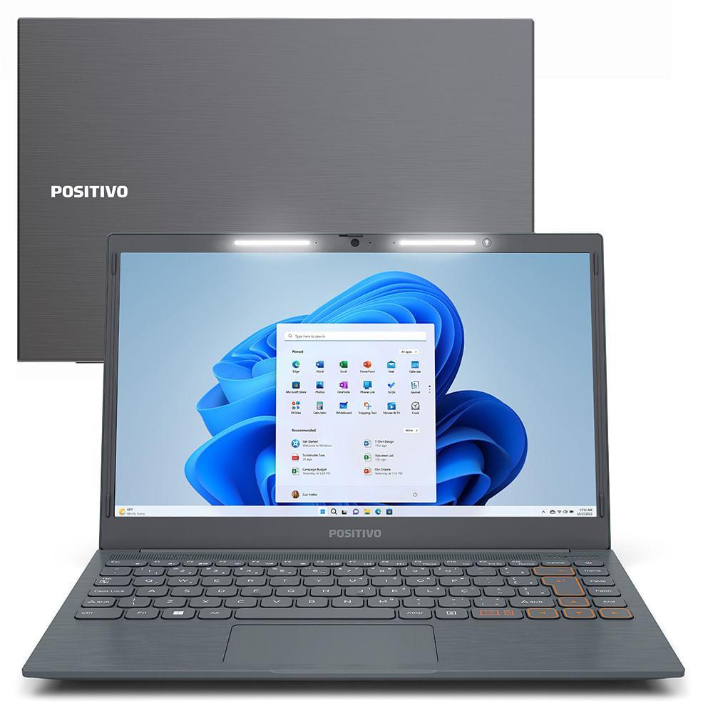 Notebook Positivo Vision C14 Intel® Celeron® Windows 11 Home 4GB 128GB eMMC 14” Lumina BAR Cinza - Inclui Microsoft 365*