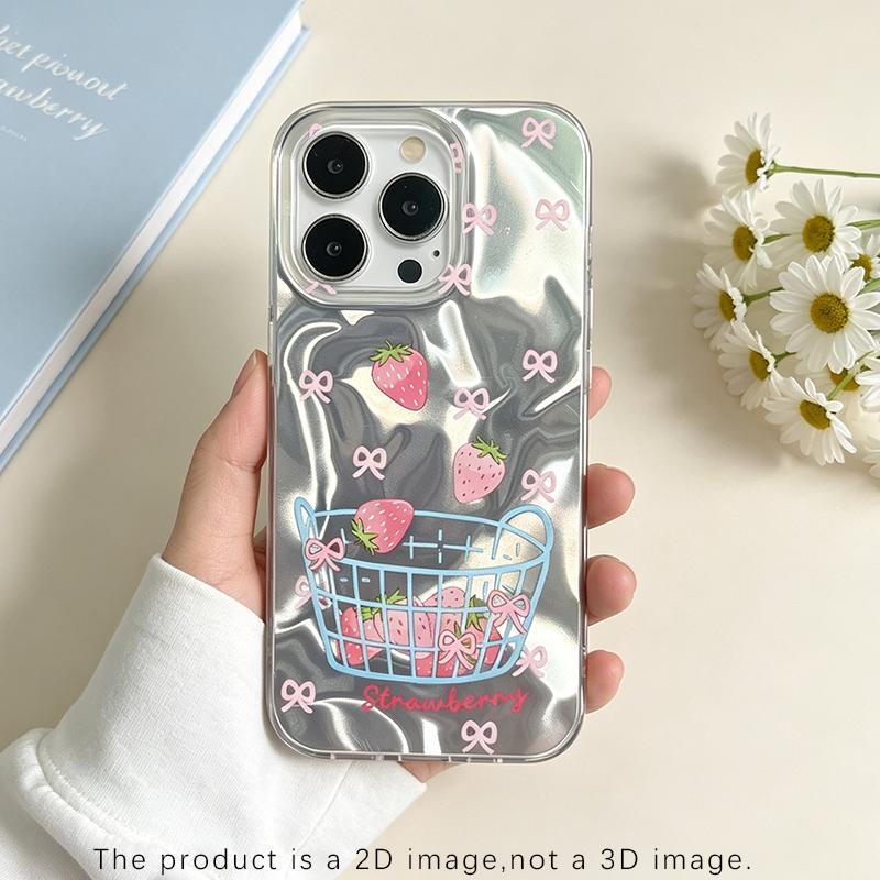Capa Com Laço De Morango Rosa Para Samsung Galaxy A56 A55 A17 A07 A27 A57 A37 A53 A24 A06 A36 A52S A52 A14 A25 A54 A34 A