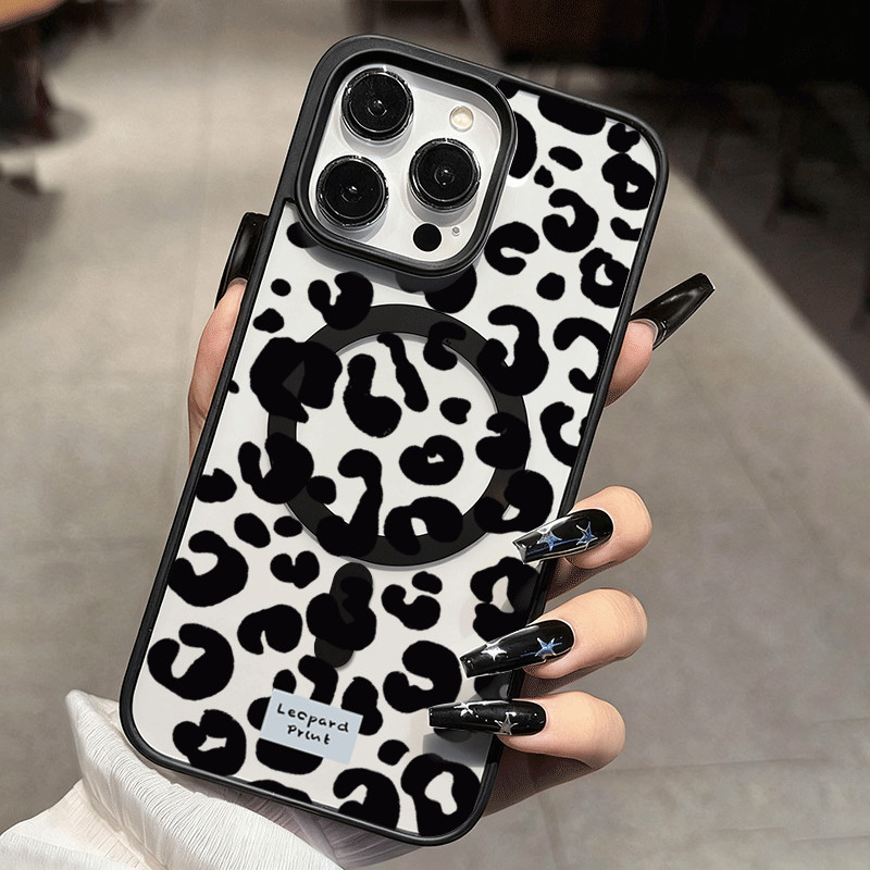 Preto Leopardo Impressão Caso De Telefone Para Samsung Galaxy A06 A16 A26 A36 A54 A55 A56 A57 A35 A07 A17 A37 Capa Magné
