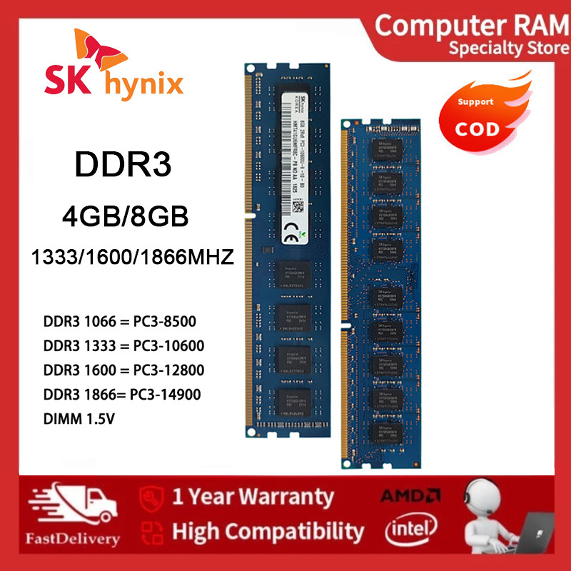 SK Hynix Ram 4GB 8GB DDR3 1333 1600 MHz Memória DIMM PC3-10600 12800 14900 1.5V