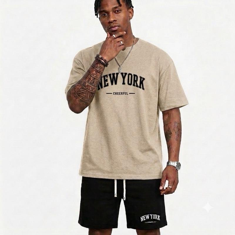 Kit Bermuda Moletom e Camiseta Algodão New York Conjunto Peças Lançamento Confortável e de Ótima Qualidade