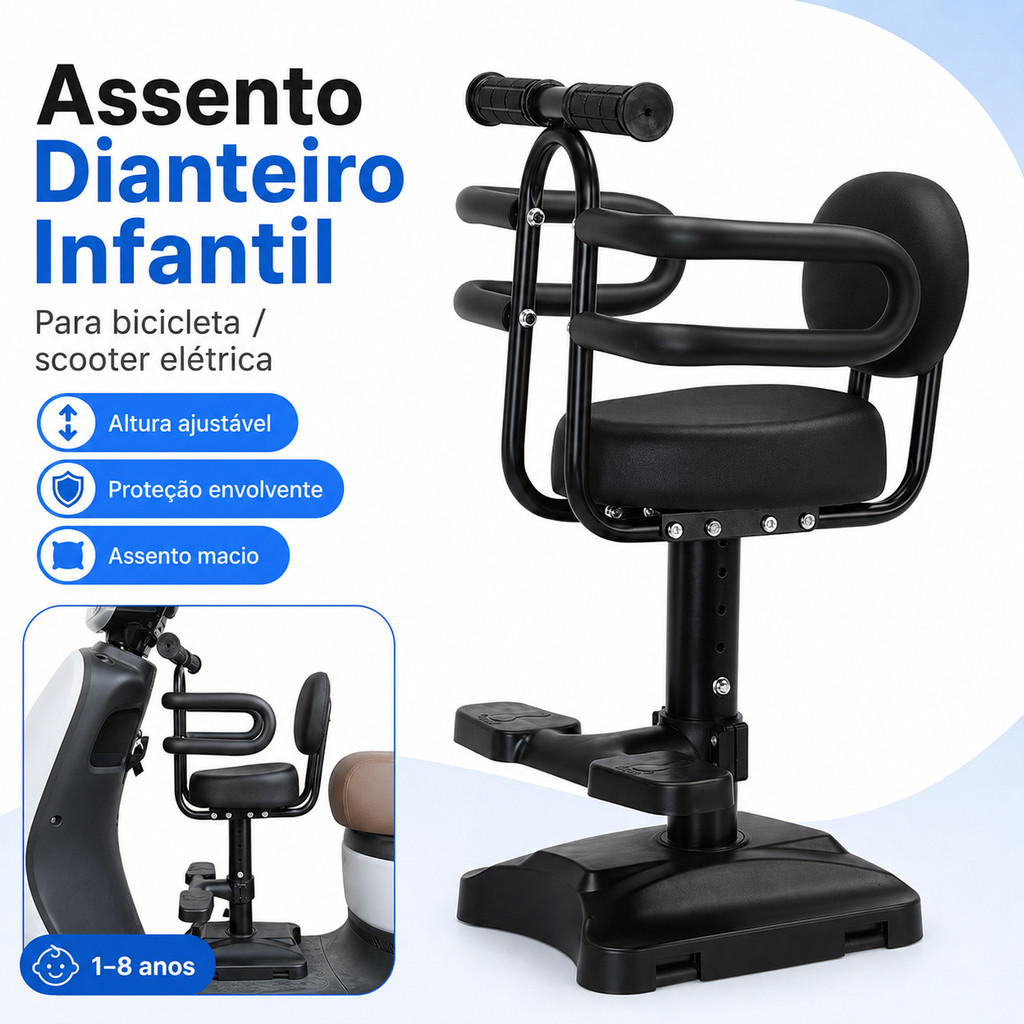Motocicleta elétrica, scooter elétrico, veículo elétrico, assento universal de segurança infantil, assento infantil dobr