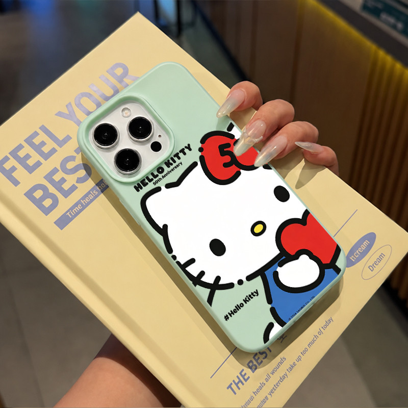 Capinha para iPhone 17/16/15/14 Pro Max Capa de celular Hello Kitty em silicone macio à prova de quedas