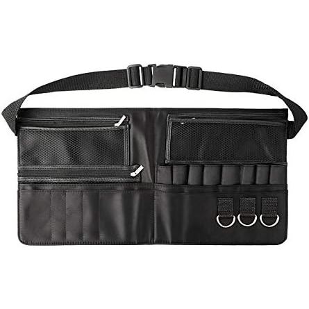 Bolsa de Cintura Portátil Profissional para Pincéis de Maquiagem, Dobrável, em Tecido de Fibra, com Múltiplos Bolsos e A