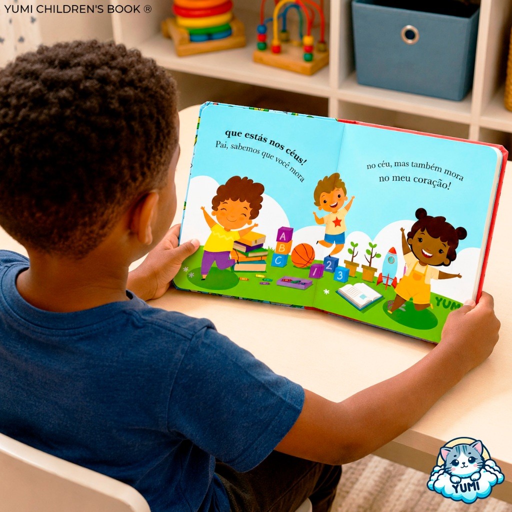 Livro Infantil A Oração Do Pai Nosso Capa Almofadada Histórias Bíblicas Folhas Duras Premium · foto 2