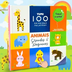 Livro Infantil Bebê Minhas Primeiras 100 Palavras Animais Toque E Sinta Sensorial Texturas Edição Grande