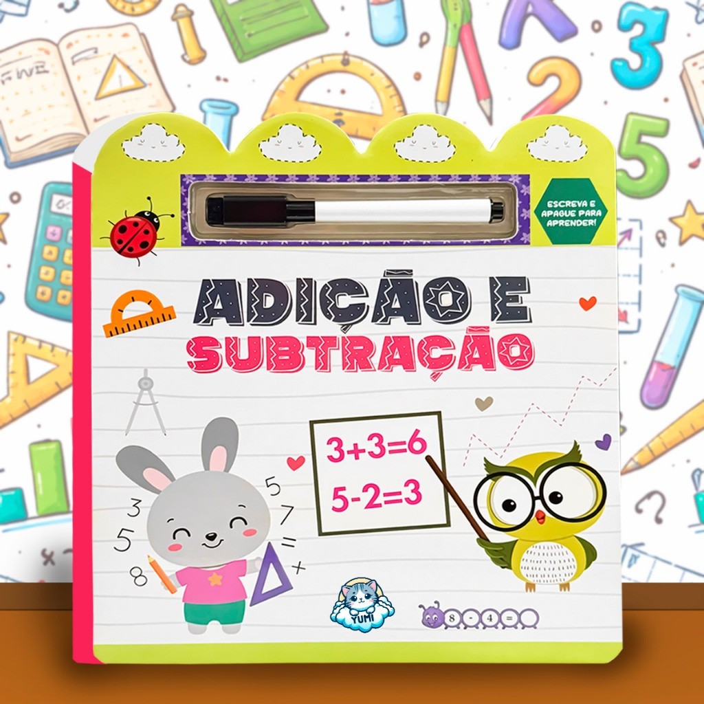 Livro Escolar Caneta Mágica - Adição e Subtração Matemática Exercícios Atividades