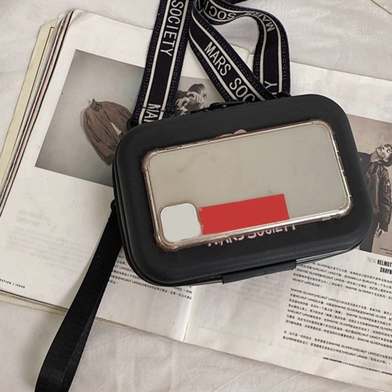 Moda Crossbody Saco Masculino Na Pequeno Verão Lazer Esportes Caixa Quadrada Bolsa De Ombro-Branco