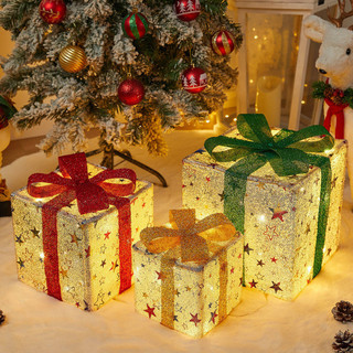 Nova caixa de presente de Natal dobrável, conjunto de três peças da fábrica de origem, adereços de decoração para festas