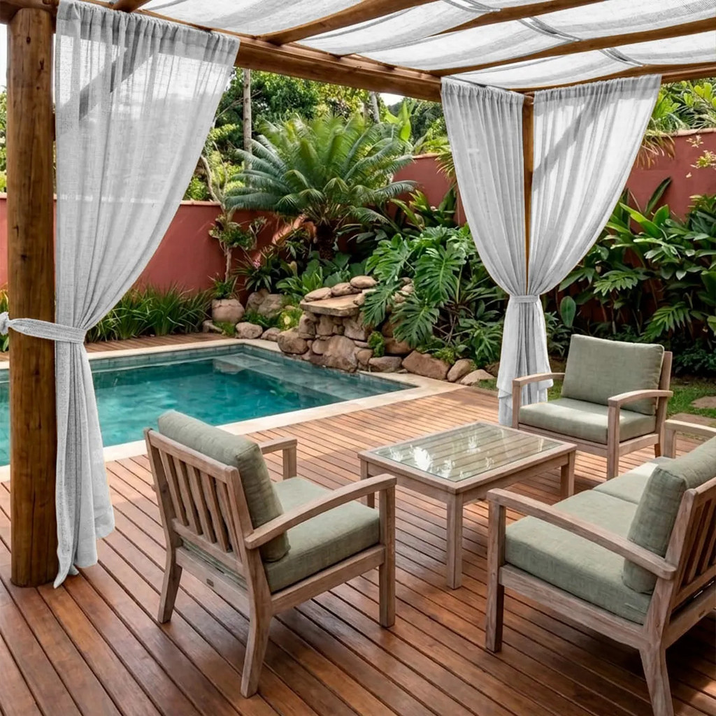 Cortina Jardim 2 Folhas 2,00x2,20 Decoração Sofisticada