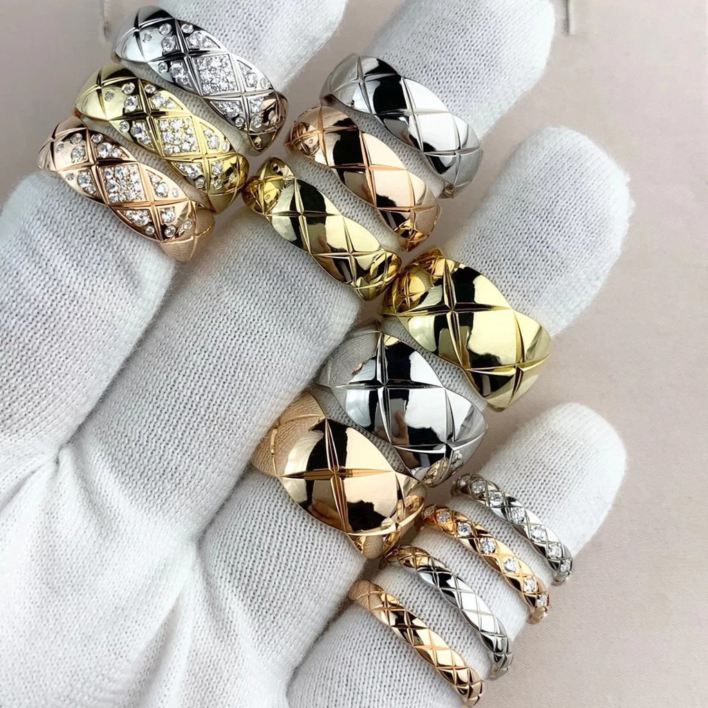 Anel de casal titânio aço abacaxi diamante xadrez anel diamante brilhante ins estilo legal moda senhoras anel