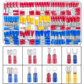 150 Peças de Conectores de Crimpagem, Kit de Conectores Macho e Fêmea de 2,8mm, 4,8mm e 6,3mm, 16 Tipos de Terminais Elé