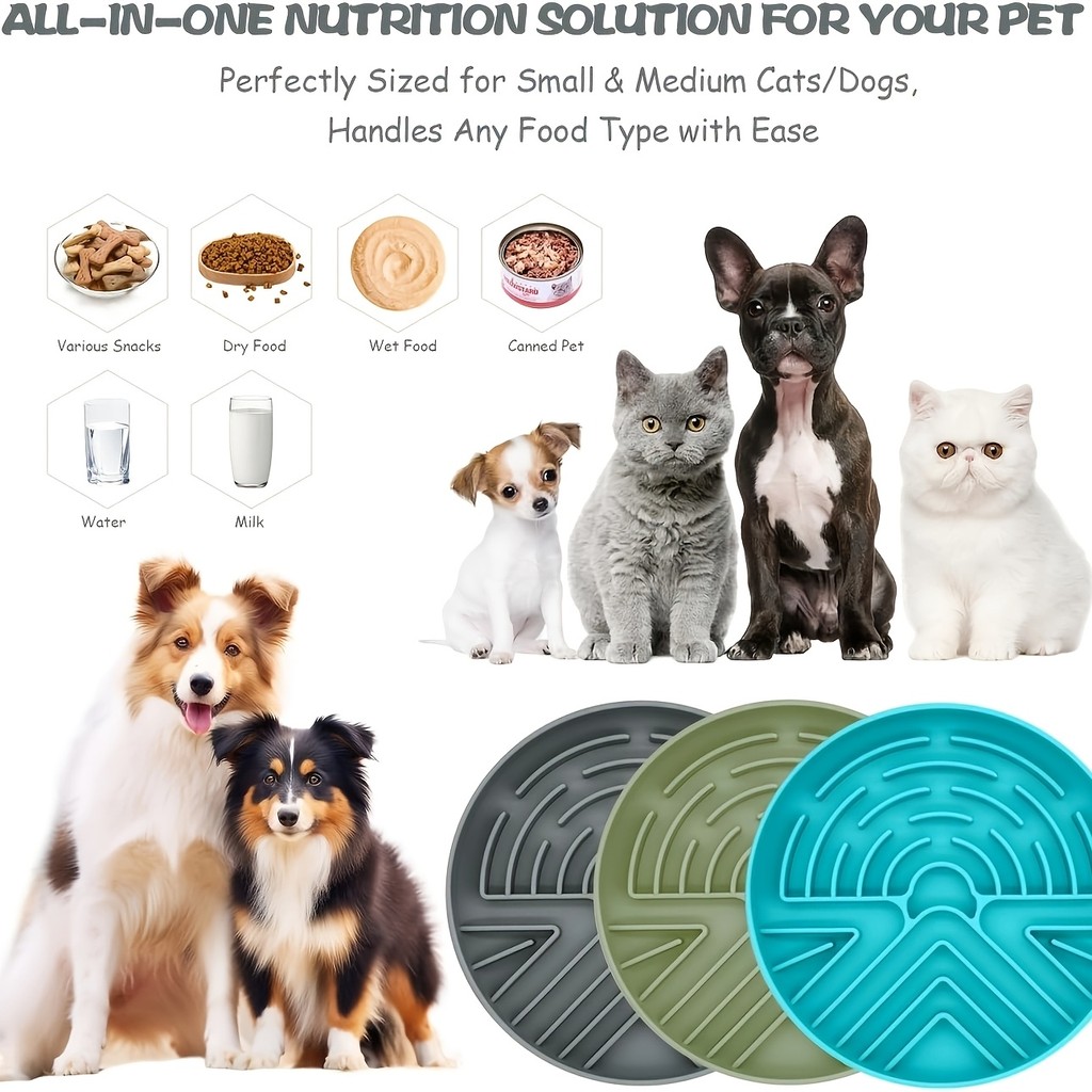 Tigela para animais de estimação de alimentação lenta, adequada para animais de estimação grandes e pequenos, tapete edu
