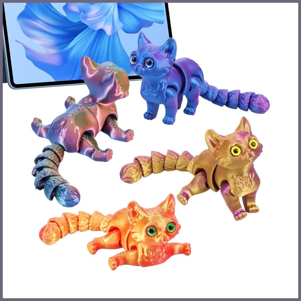 3D Impresso Brinquedo De Gato Articulado Brinquedos Estatueta De Mesa Com Articulações Móveis Para Estante Carro Fithobr