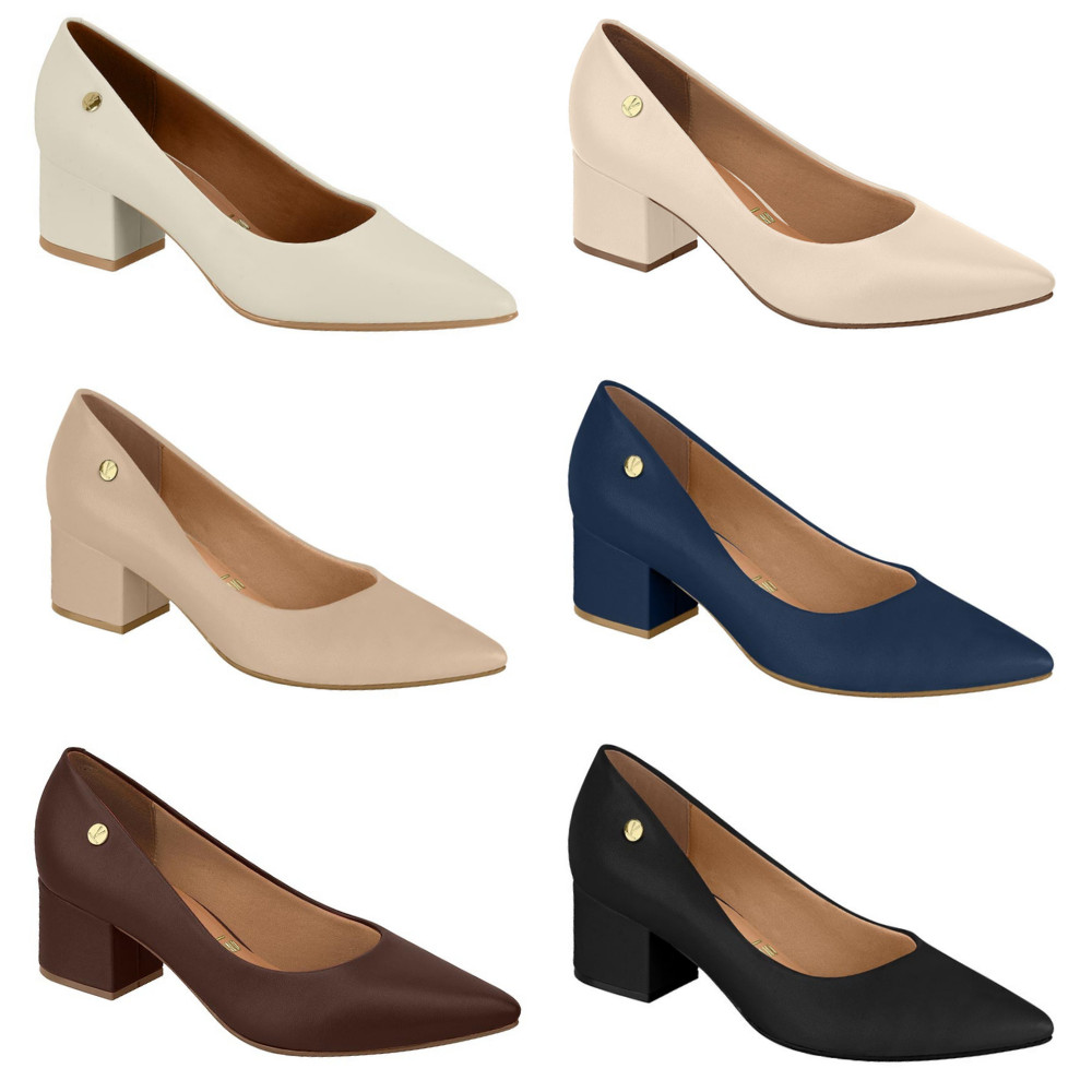 Scarpin Vizzano Feminino Salto Baixo Grosso Comfort