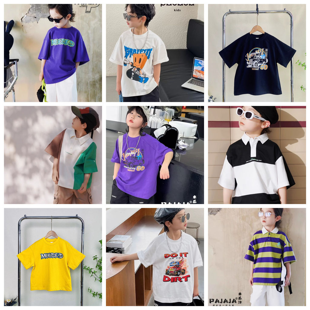 Mugua Juice Estilo Verão Meninos Meninas Verão Puro Algodão Desenhos Animados Camisetas de Manga Curta Crianças Roupas I