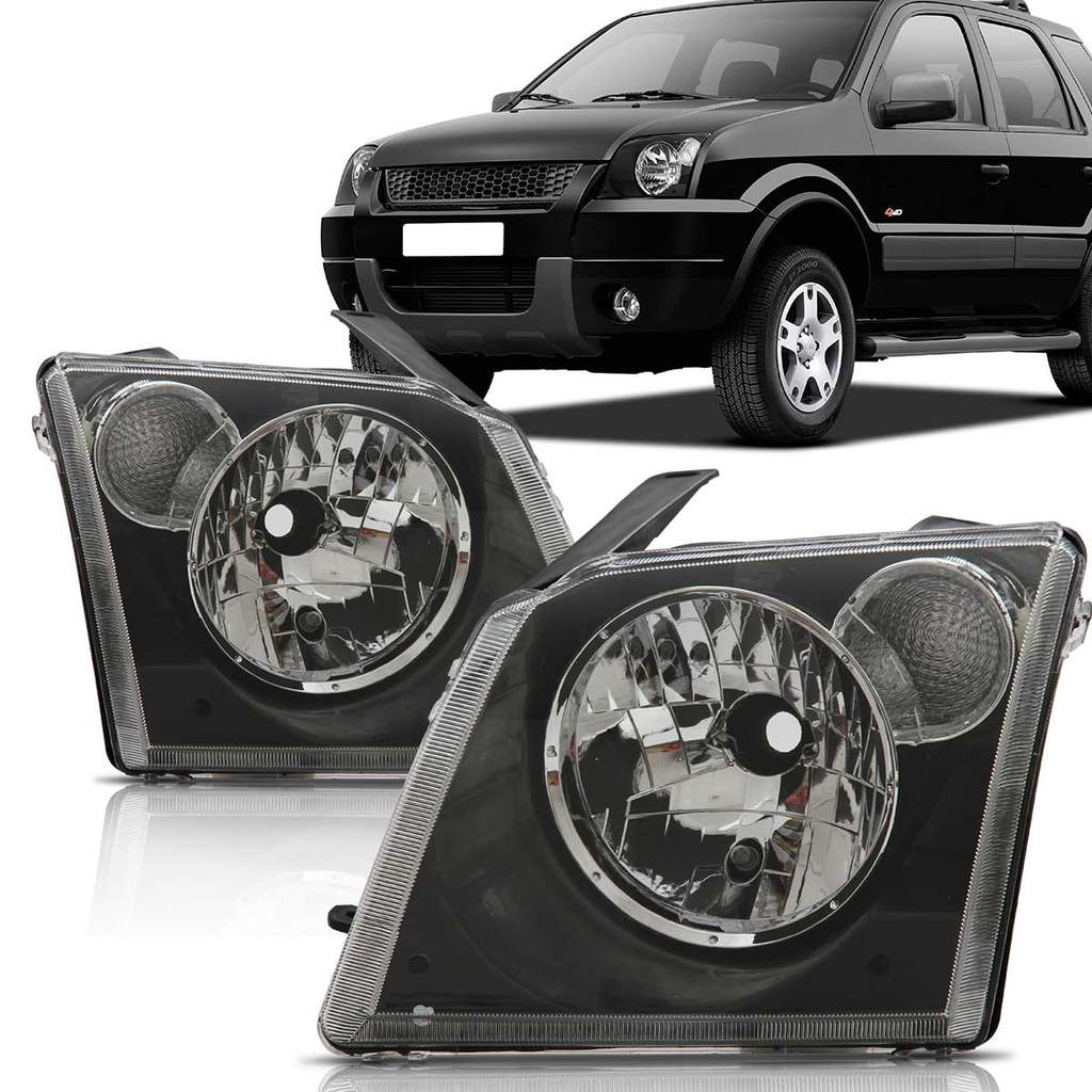 Par Farol Ecosport 2006 2007 Mascara Negra Pisca Cristal