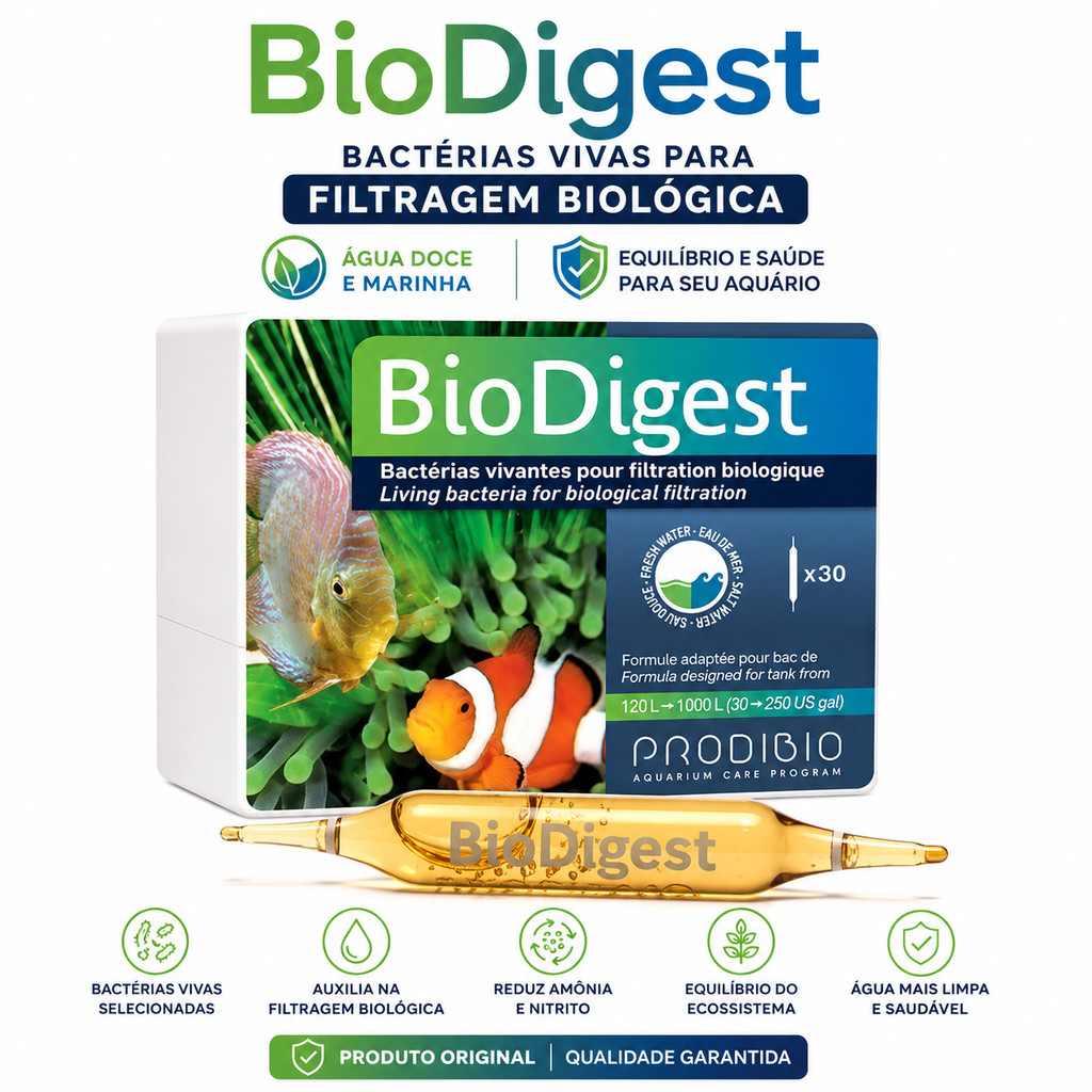 Prodibio BioDigest – Kit com 20 Ampolas | Bactérias Vivas para Aquários