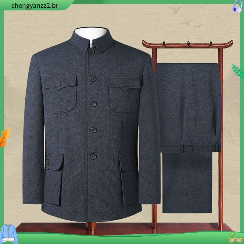 Zhongshan roupas masculinas de meia-idade idosos terno topos jaquetas para idosos roupas étnicas roupas do vovô roupas d