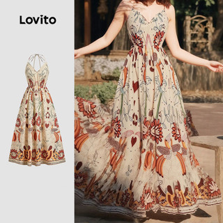 Lovito Vestido Vestido Boho De Férias Com Cadarço Para Primavera/verão Feminino Bordado L…
