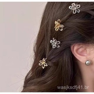 Conjunto de 12 peças de presilhas de cabelo de metal requintadas com fechos laterais, adequadas para mulheres.