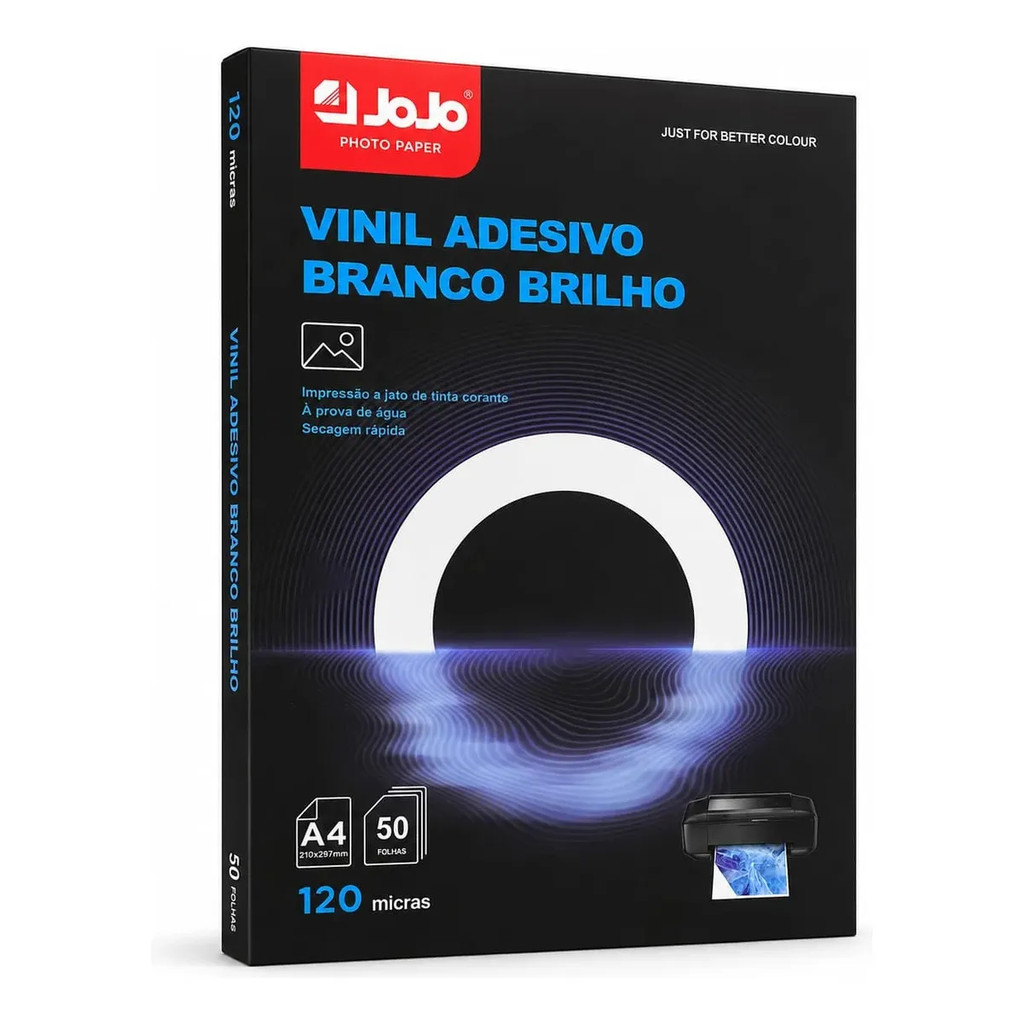 Vinil Adesivo Branco A4 50 Folhas 120g Jato De Tinta Jojo