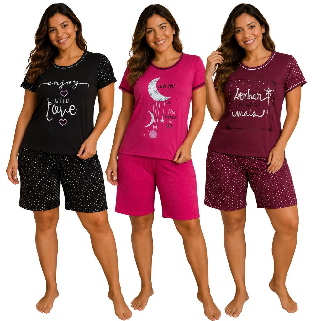 Pijama Feminino Pescador / Baby Doll Feminino Pescador / Roupa de Dormir
