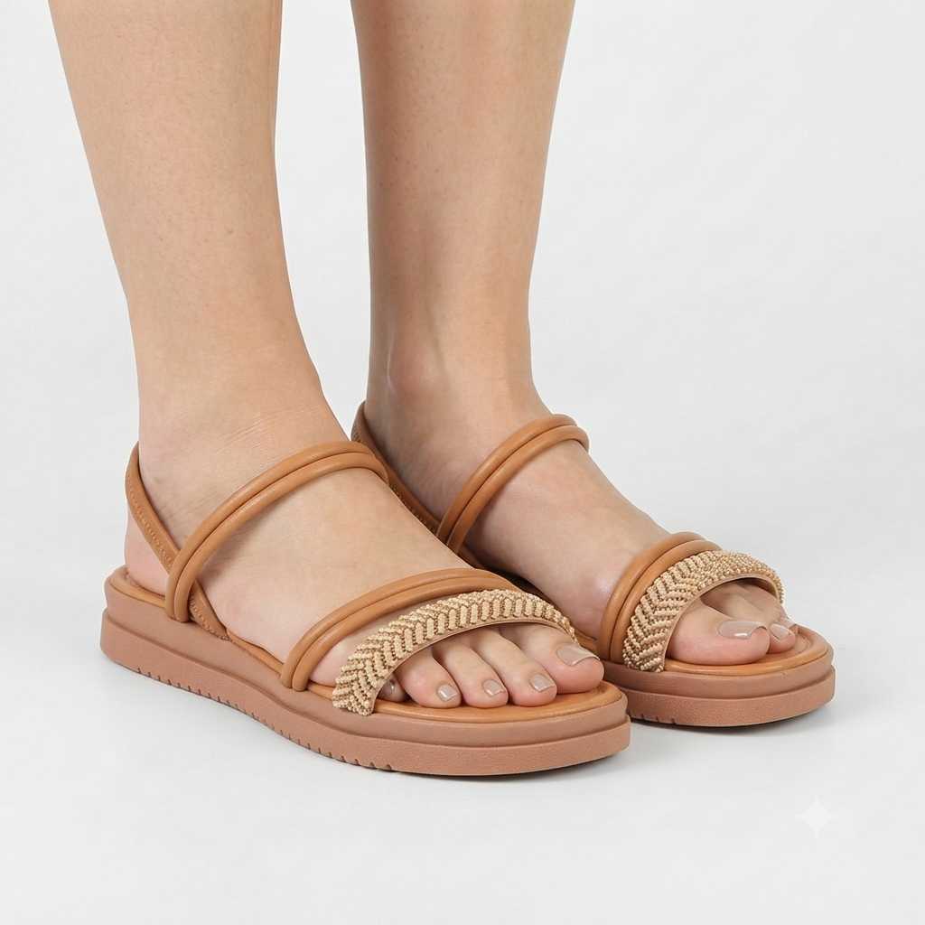 Sandália Feminina Mississipi Flatform Calce Facil Brilho MF037 Conforto