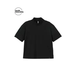 Blusa Feminina Básica Gola Alta Marialícia Preto