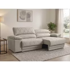 Sofá Leon 2,30m Com Molas Retrátil Reclinável Velosuede - NETSOFAS