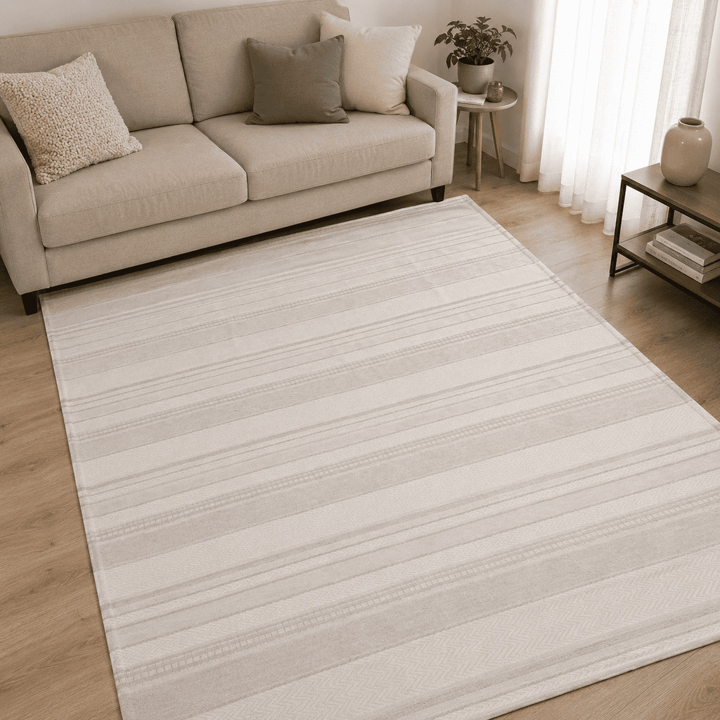 Tapete Antiderrapante Sala Quarto Grande Algodão Listrado Boho Moderno Minimalista Vários Tamanhos
