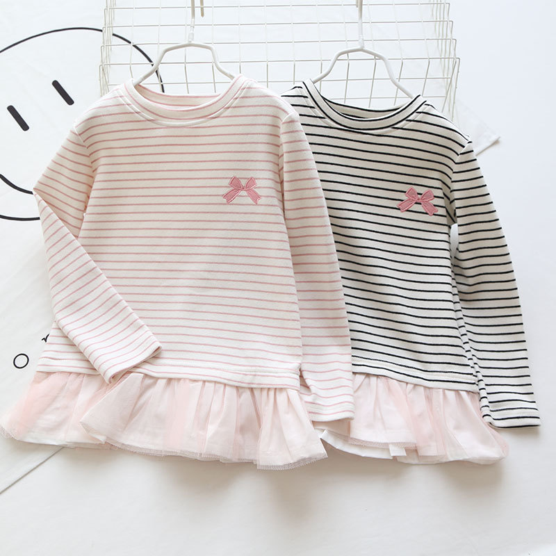 Meninas listrado camisa de manga comprida primavera novo estilo comércio exterior grandes crianças bebê puro algodão em 