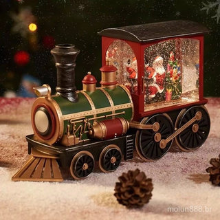 Luzes LED de Natal 2026, Decoração de Trem com Boneco de Neve, Rena e Papai Noel, para Festa de Família Feliz e Ano Novo
