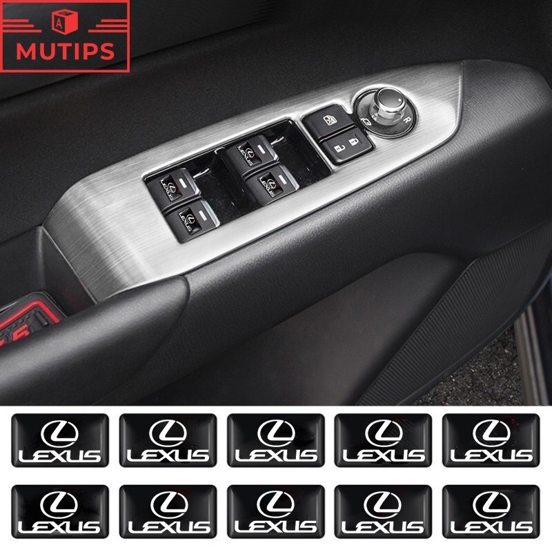 Lexus 10 Peças Adesivos De Carro 3D Volante Porta Interruptor De Janela Botão Emblema Decoração Adequada Para LX570 CT20