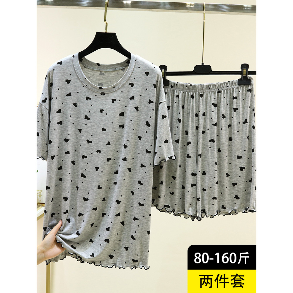 Modal amor loungewear terno verão estilo fino loungewear feminino Casual Plus Size camiseta Shorts terno de duas peças