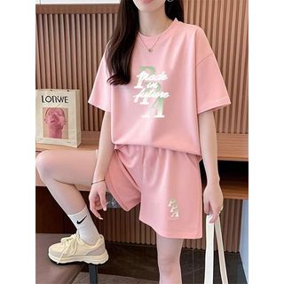 Pijamas femininos verão Shorts de manga curta solto tamanho grande moda simples Casual pode usar fora Homewear menina te