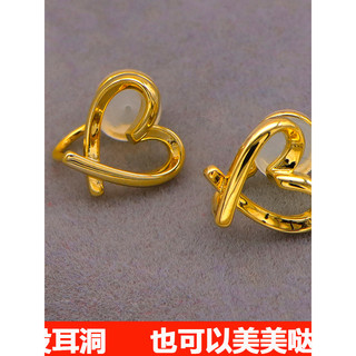 Indolor Silicone areia ouro clipe de orelha feminino sem piercing brincos simples All-Match amor elegante brincos banhad