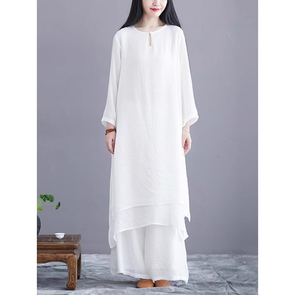 Estilo chinês zen roupas de chá zen Layman roupas femininas primavera outono zen dança roupas Hanfu vestido roupas de tr
