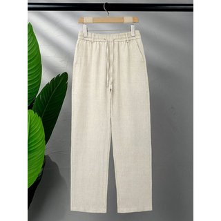 Calças casuais de linho estilo dinheiro antigo masculino verão fino luz luxo high-end linho calças masculinas high-end c