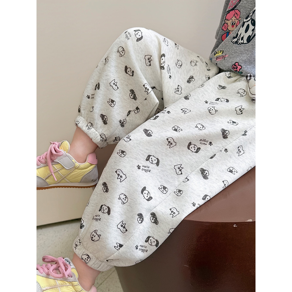Meninas dos desenhos animados filhote de cachorro impresso calças casuais primavera outono estilo crianças All-Match Leg