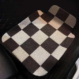 Anel de seda frente do carro traseiro pé esteira xadrez motorista principal tapete de carro de peça única simples Univer