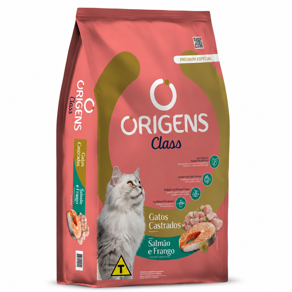 Ração Origens Class Gatos Adultos Salmão e Frango 10,1kg