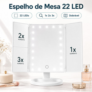 Espelho De Maquiagem Camarim 22 Leds Para Maquiagem Portátil Rotação