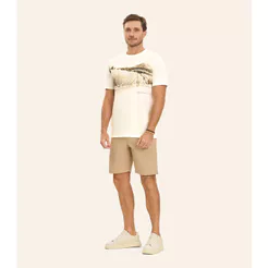 Camiseta Masculina em Meia Malha Diametro Bege