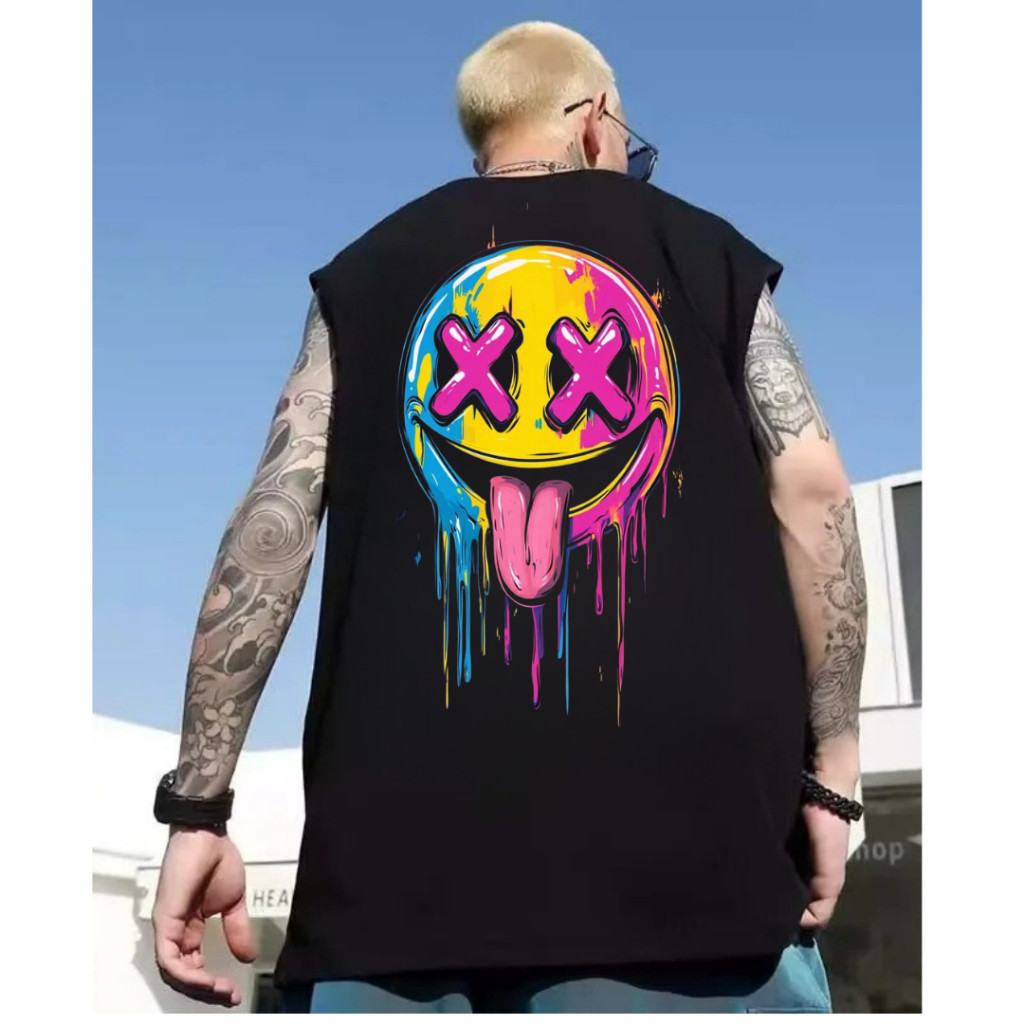Regata Oversized Sleeveless Masculina Streetwear Estampada Em Algodão De Qualidade