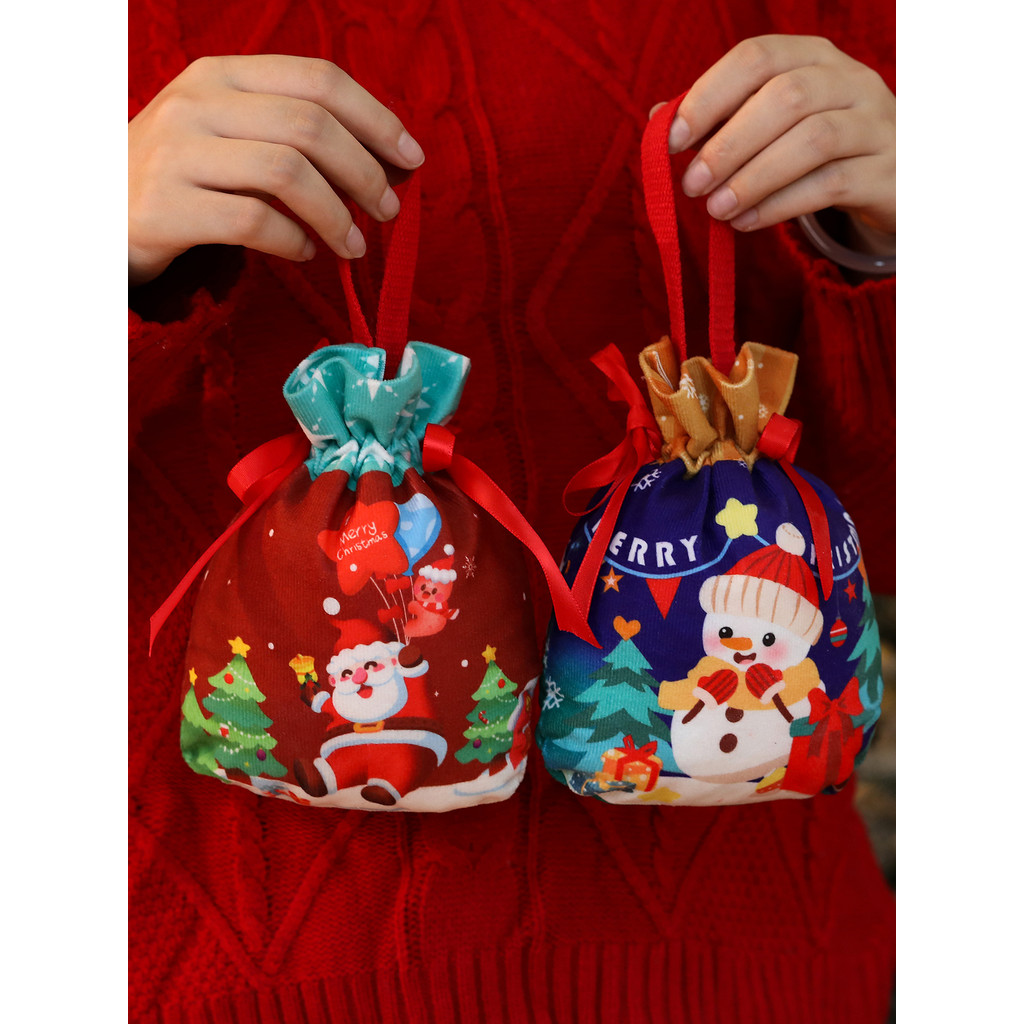 Saco de presente de flanela de natal véspera de natal saco de maçã embalagem de frutas de natal saco de presente de doce