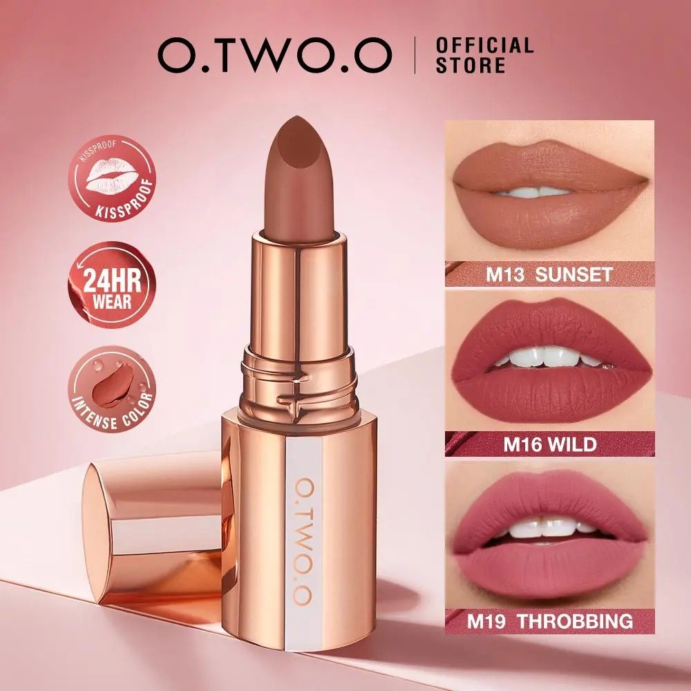 Batom Matte O.TWO.O Misty Kiss – Textura Aveludada, Longa Duração, Necessita de Tempo para Secar, Tecnologia de Fixação 